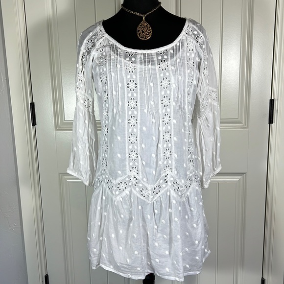 Lucky Brand White Embroidered Mini Dress - Women’s S - Picture 1 of 6